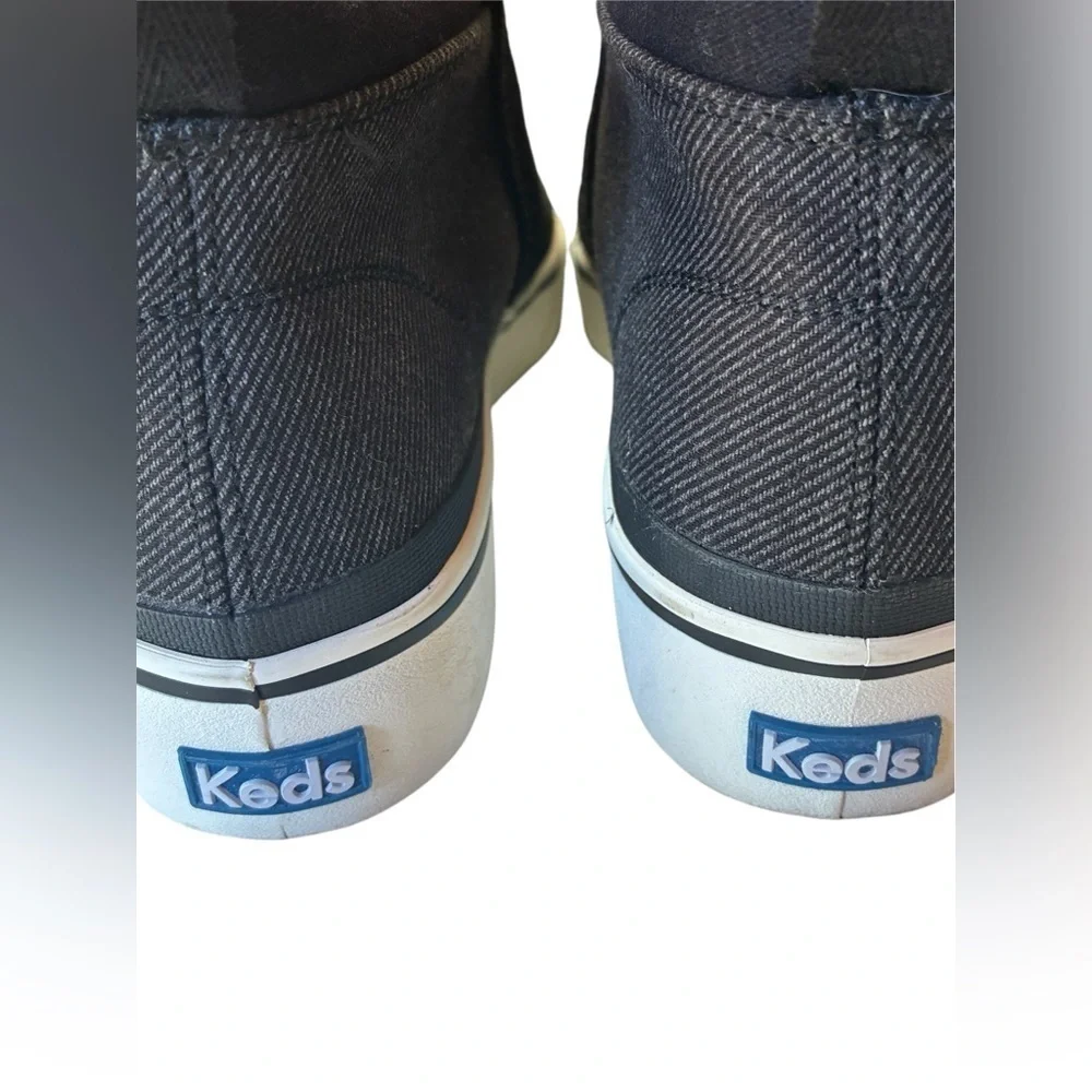 Keds Womens Cooper Black Suede/Canvas Zip Booties, Size 8.5, Excellent Condition